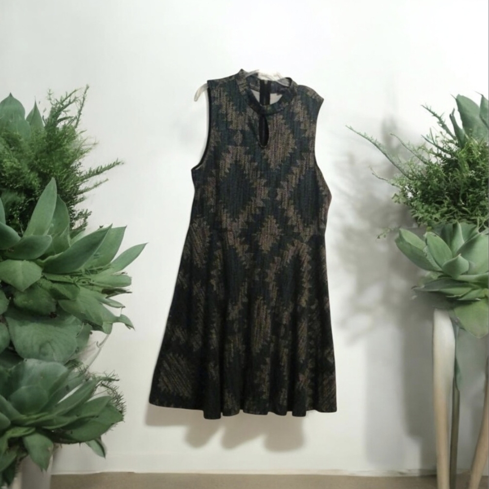 Y2K Forever 21 Black and Green Geometric Midi Dress